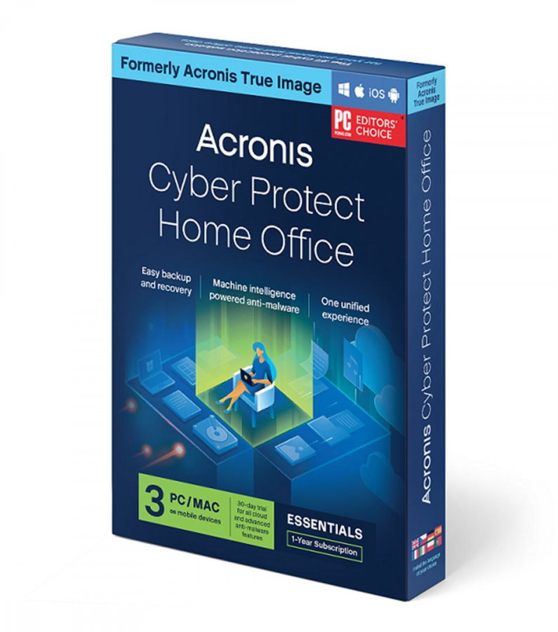 Acronis Cyber Protect Home Office Essentials, předplatné na 1 rok, 3 zařízení pro Windows