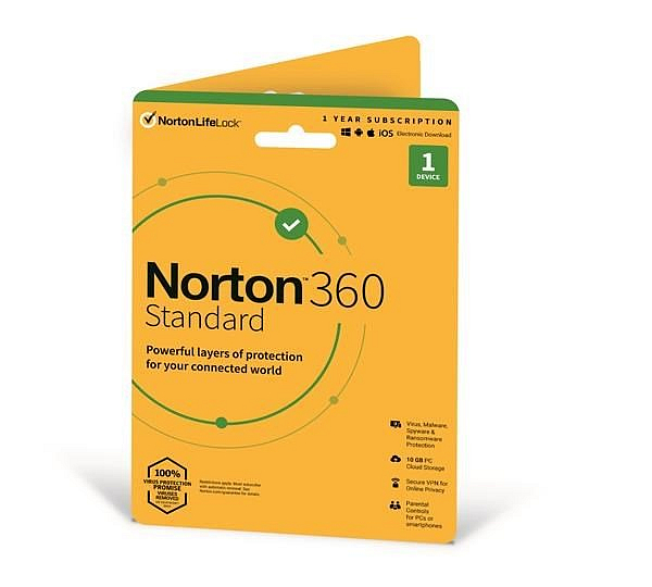 NORTON 360 STANDARD 10GB + VPN pro Mac či Ios 1 uživatel pro 1 zařízení na 1 rok