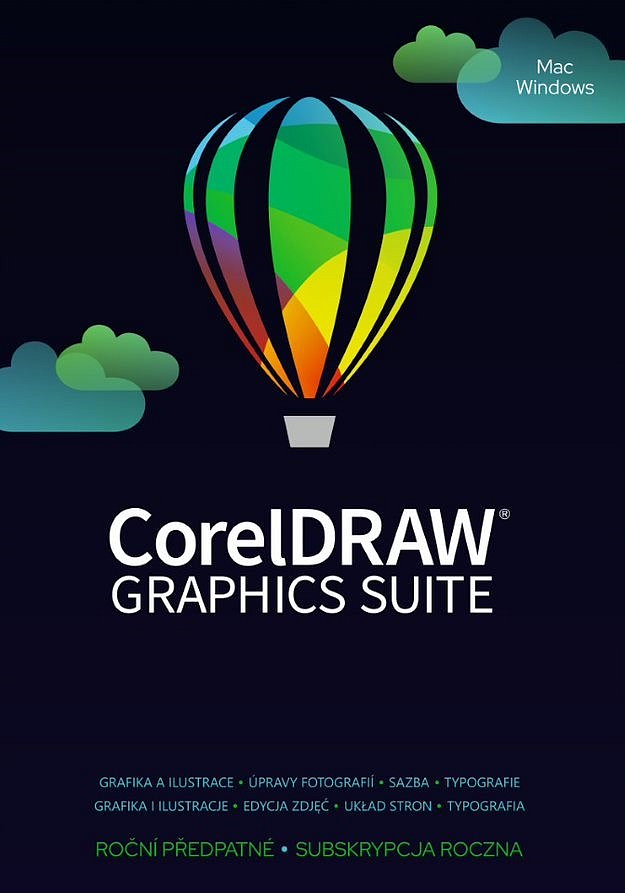 CorelDRAW Graphics Suite Education obnova předplatného na 1 rok pro 51-250 uživatelů